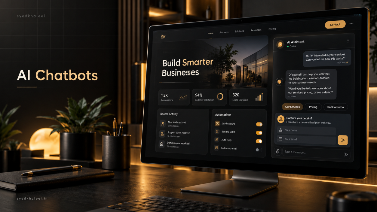 Custom AI chatbot assistant for 24/7 website lead capture